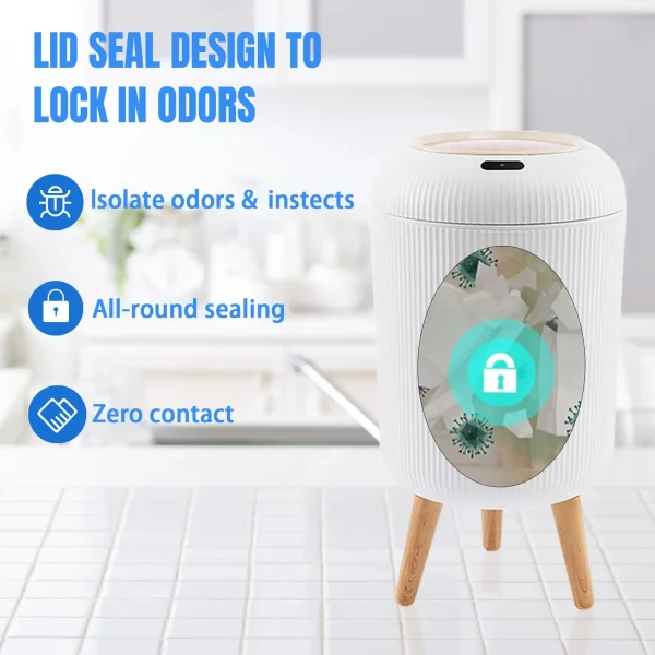 Automatic Trash Can with Lid,  Small Plastic Smart Trash Can, Motion Sensor Trash Can for Bedroom, Bathroom, Kitchen, Office - Image 2