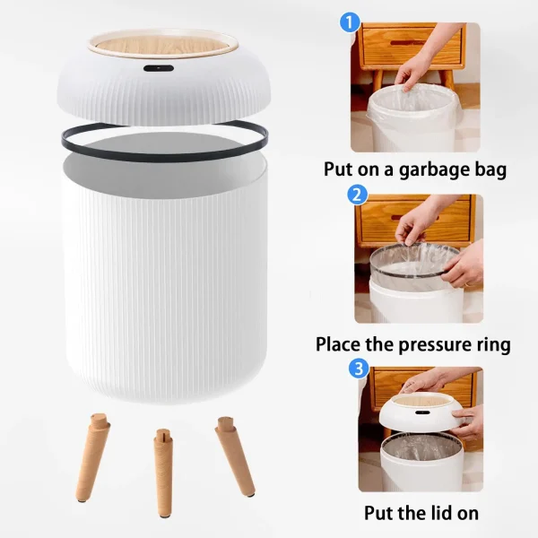 Automatic Trash Can with Lid,  Small Plastic Smart Trash Can, Motion Sensor Trash Can for Bedroom, Bathroom, Kitchen, Office - Image 5